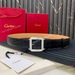 New Best Replica Santos de Cartier Belt with Silver Buckle 35mm for Men